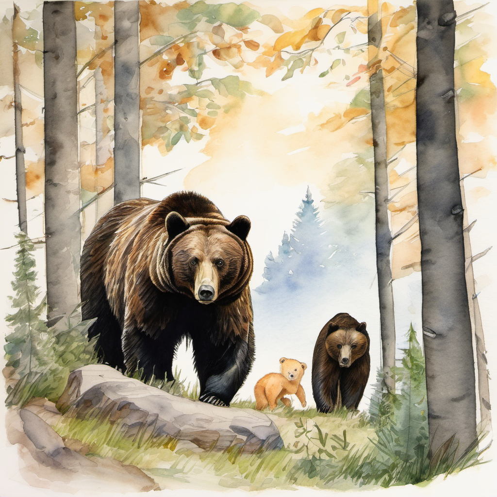 Two friends spotting a bear in the distance