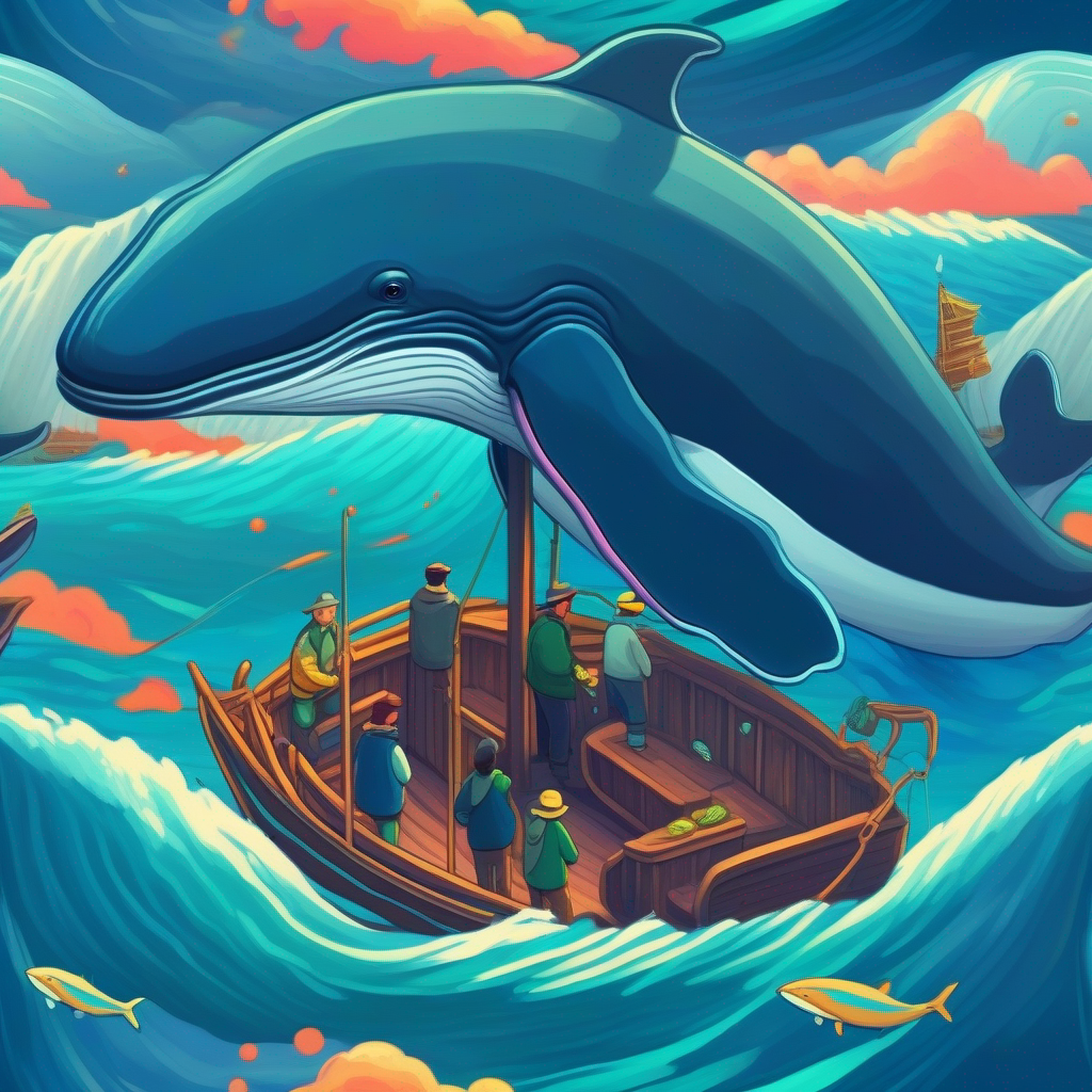 Whale calling out in a vast empty ocean