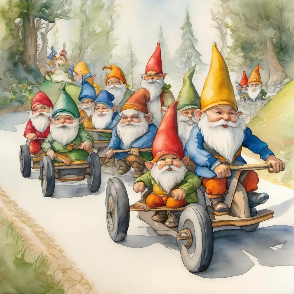 The gnomes gather for a race, each with their own unique goals.