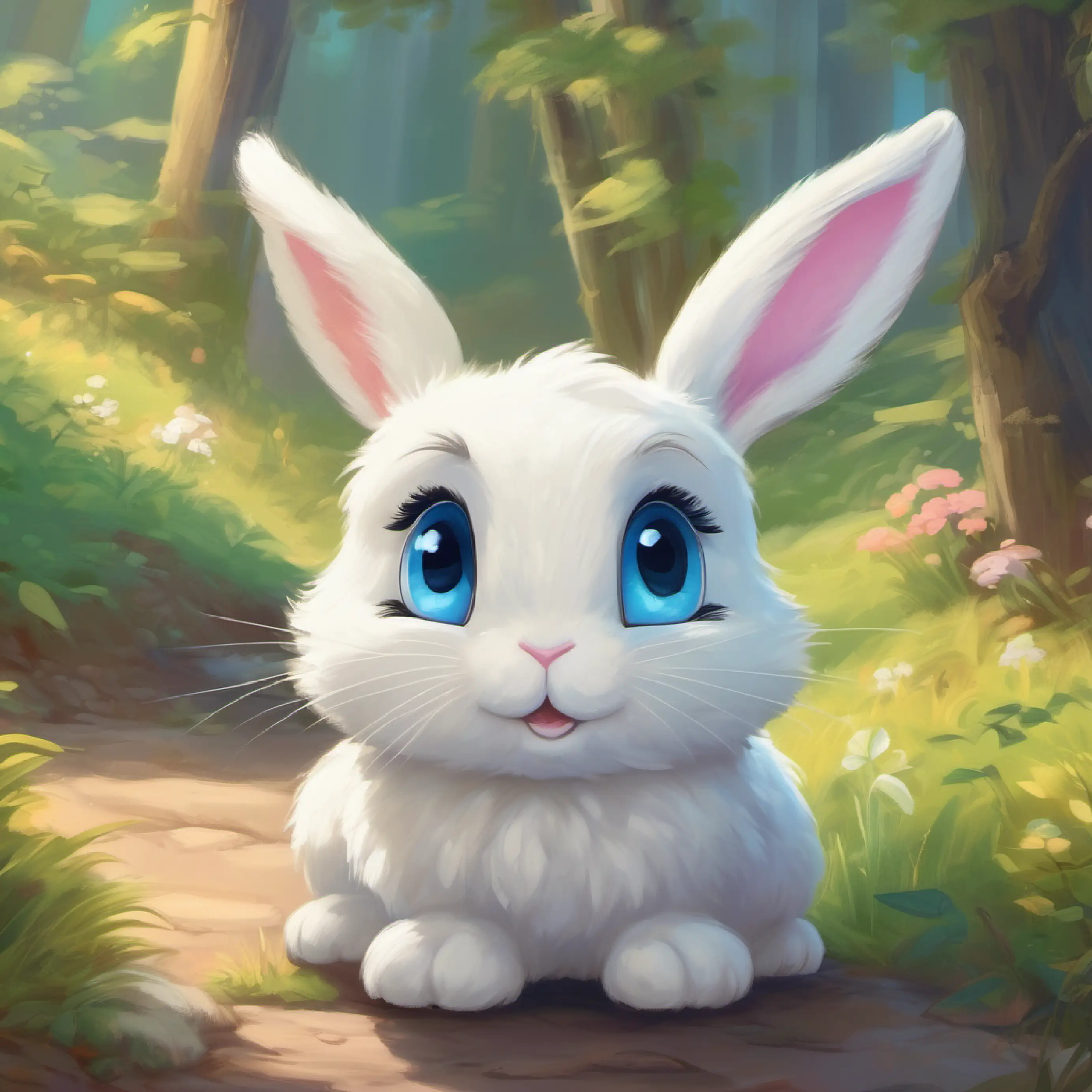 Conclusion summarizing the lesson about friendship Little bunny with soft white fur and curious blue eyes learned.