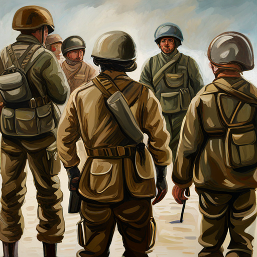 A group of Brave, strong, and kind soldiers in uniforms. standing together in their uniforms