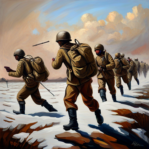 Soldiers running towards danger with determination