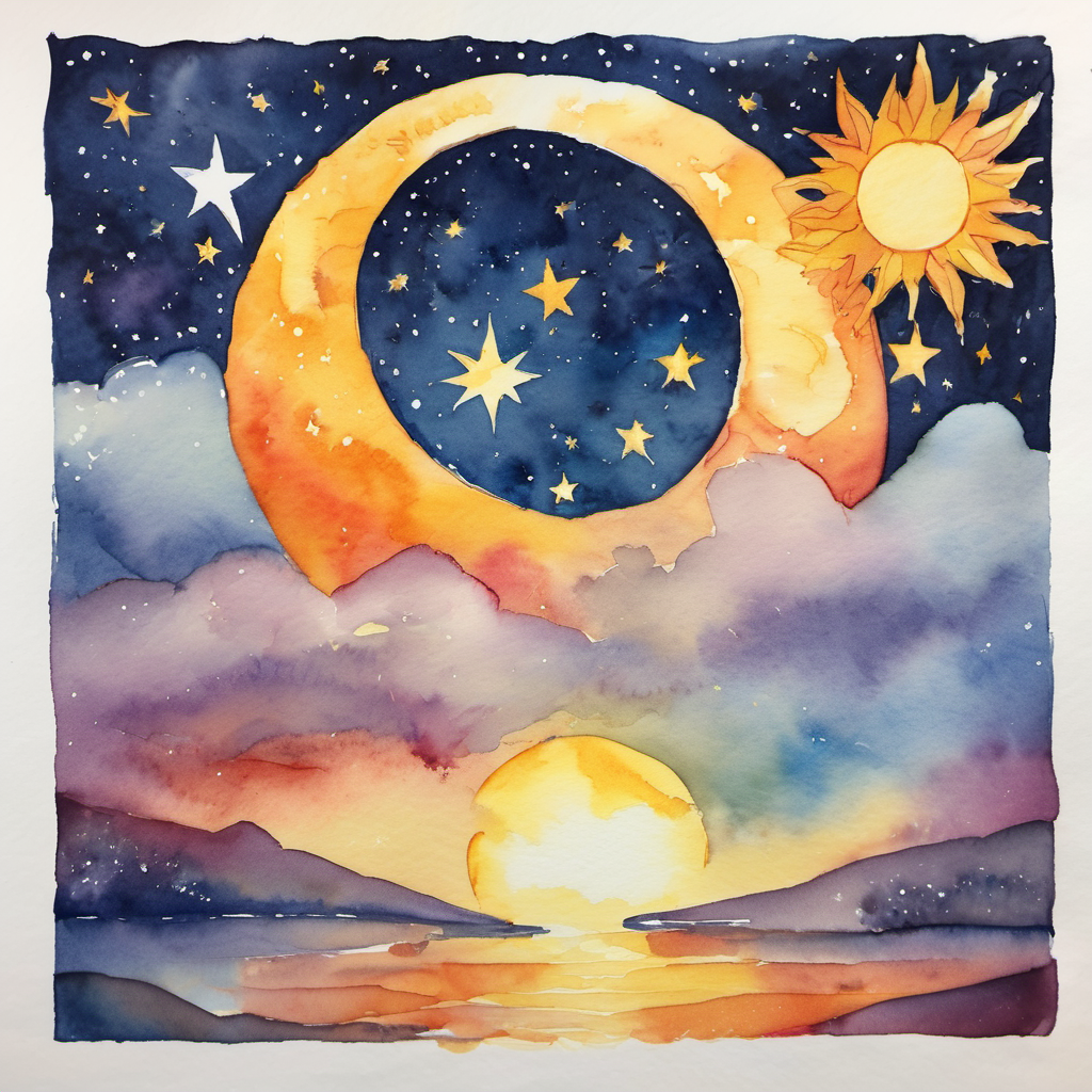 On the fourth day, the God created the sun, moon, and stars. The sun gave warmth and light during the day, and the moon and stars shined brightly at night. The God made sure that there was always something to look up to and be amazed by.