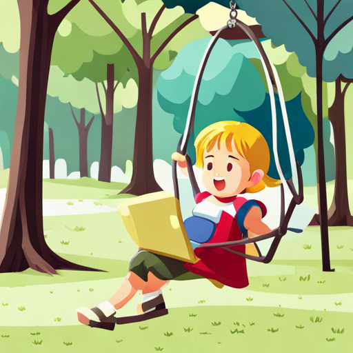 Emily happily playing on a swing in the park