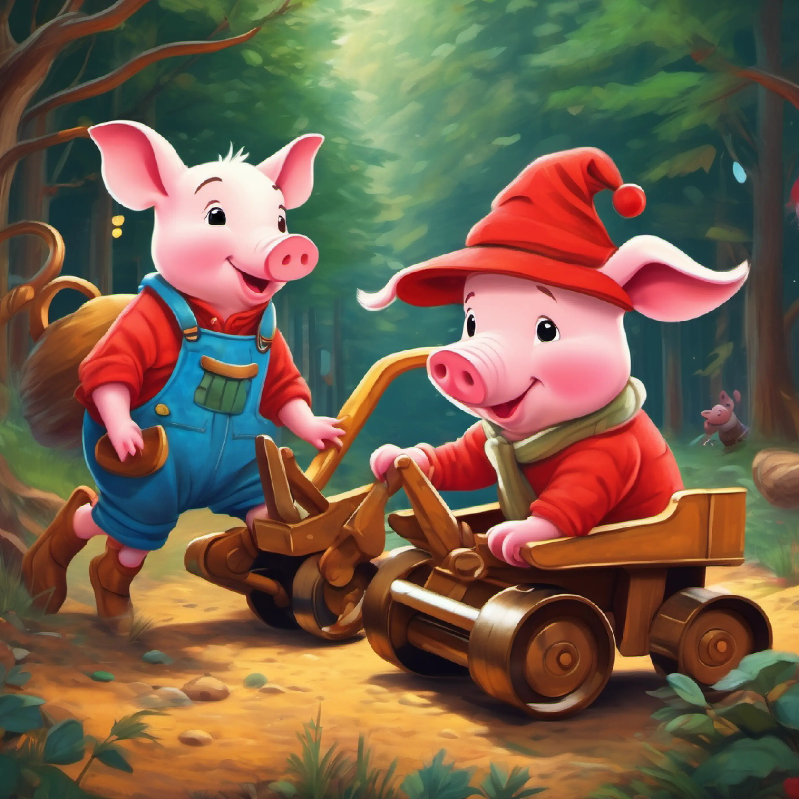 Piglet and Digger start playing together.