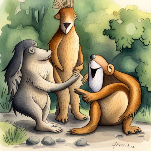 Animals playing together and laughing