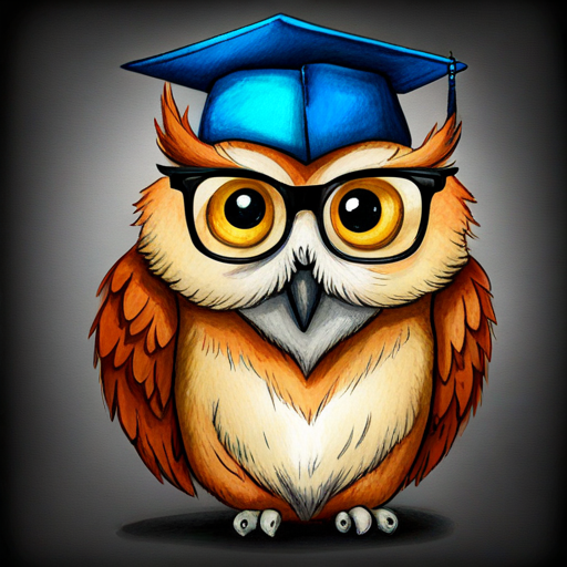 An A wise old owl with glasses and a graduation hat showing its caring and encouraging nature