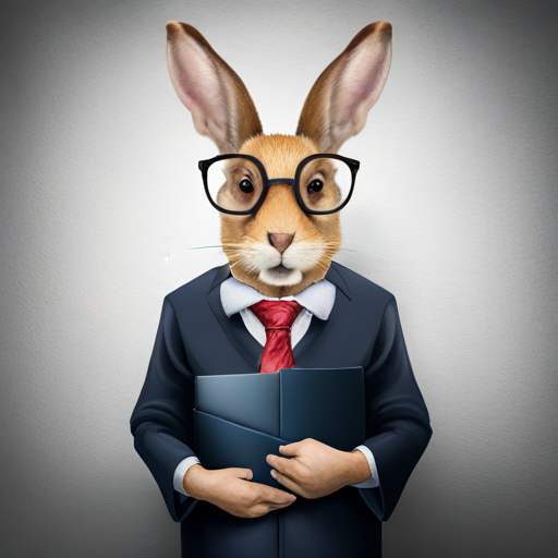A A cute rabbit with a graduation hat, holding a book wearing a graduation hat and holding a book