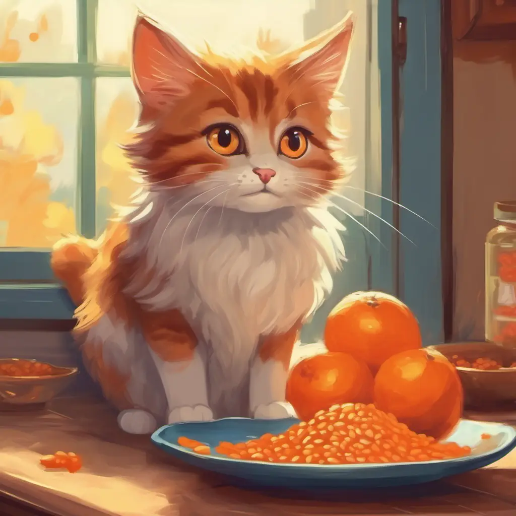 A small cat with orange fur, playful and curious learned to stick to his regular cat food and smiled at the memory.