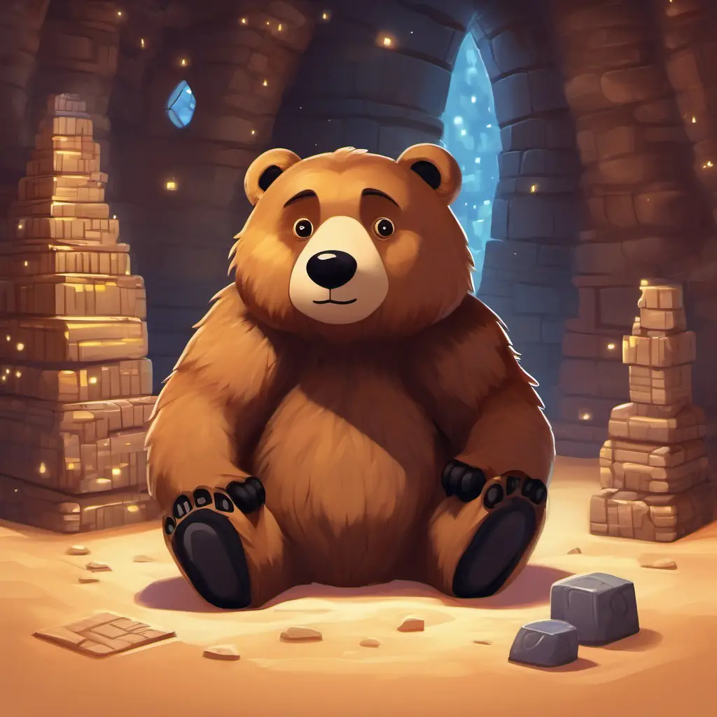 Small, cuddly bear with brown fur and shiny black eyes thinks in coding terms to make his tower stable.