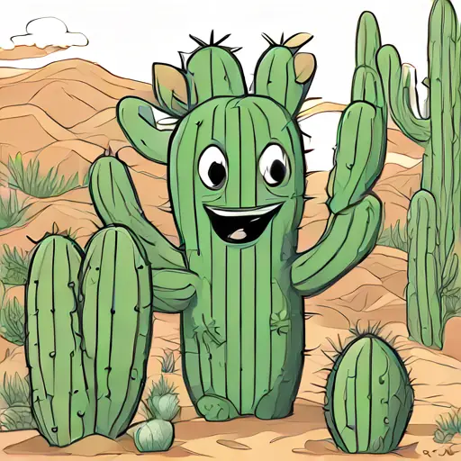 Green cactus with bright eyes, longs for a hug the cactus is introduced in his desert home.