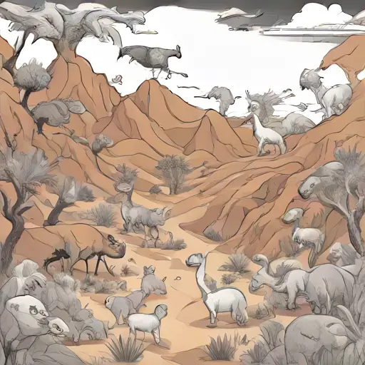 Desert creatures gather, amazed at the sight.