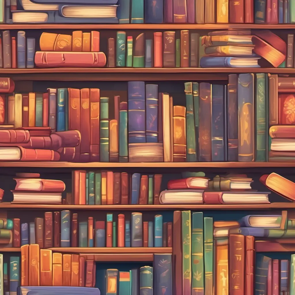 An inviting bookshelf filled with colorful books, each whispering the promise of adventure and magic.