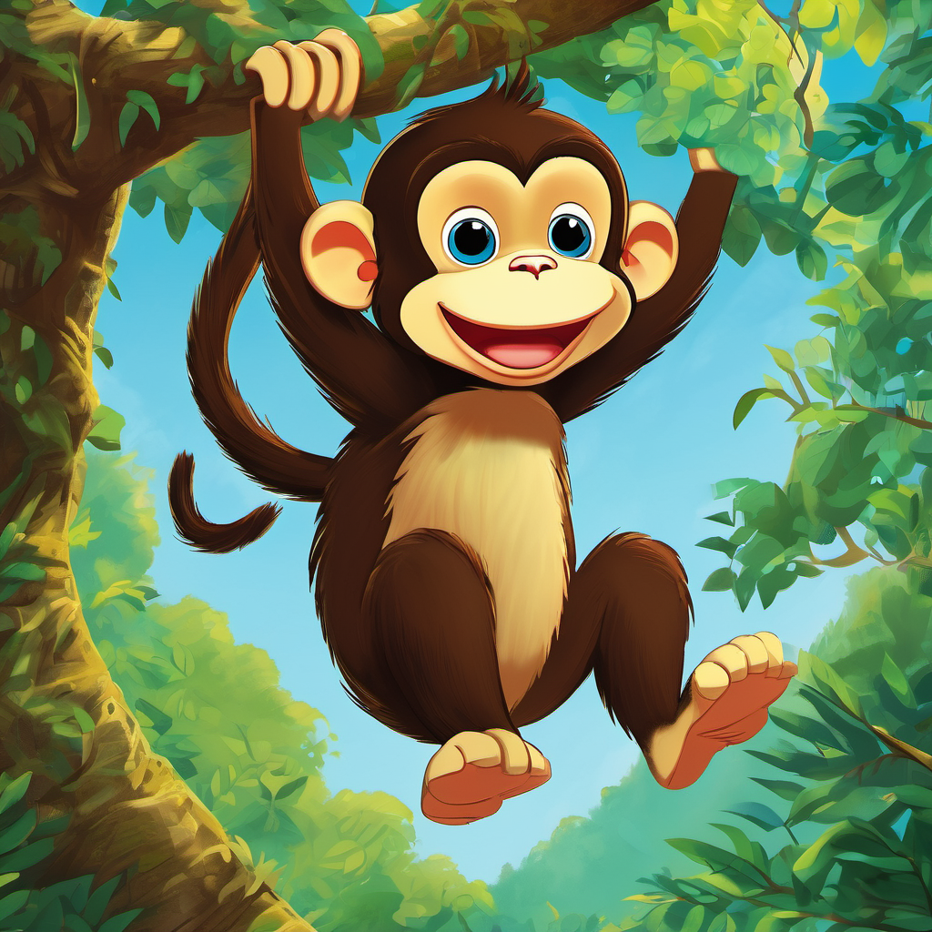 As they ventured deeper into the forest, they saw a mischievous monkey named Charlie, swinging from tree to tree. Alex and Benny had never seen such a funny creature before! Charlie loved to play tricks on visitors by rearranging the letters on signs and making funny combinations. Amused by Charlie's antics, the two friends followed him as he hopped from tree to tree. Suddenly, Charlie jumped down and handed them an old, dusty book. He chattered excitedly, "This book is full of magical letters and sounds! If you can find all the letters of the alphabet hidden throughout Alphabetland, a special surprise awaits you!"