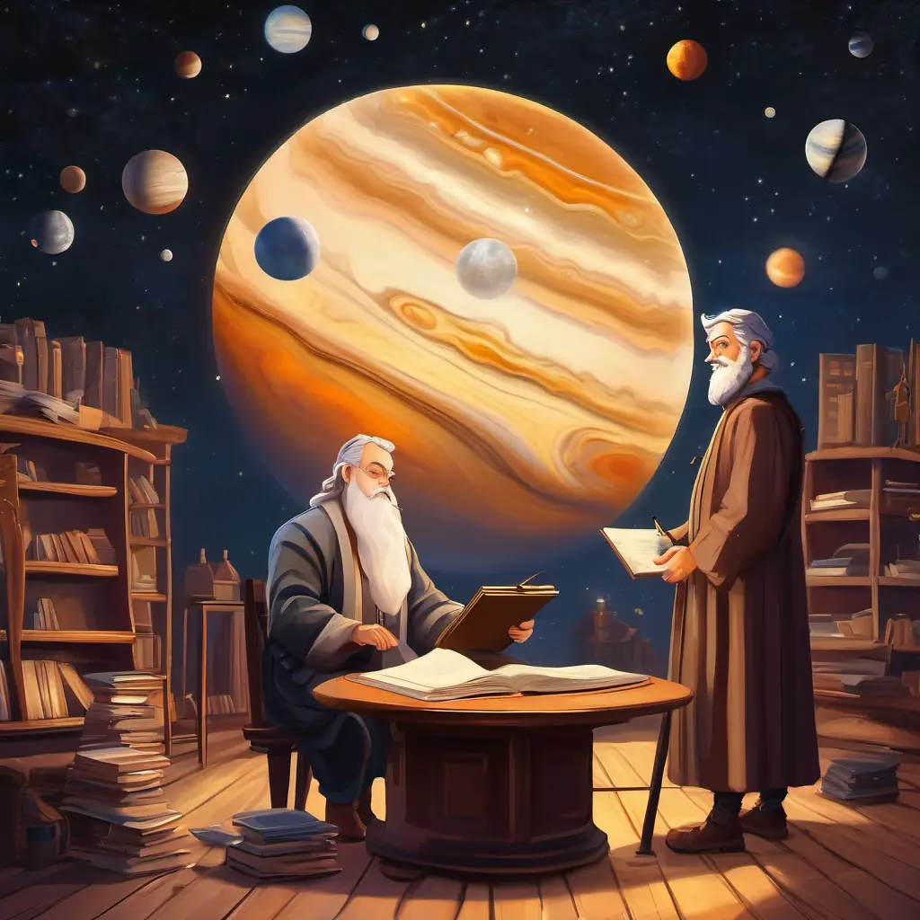 Galileo records his findings about Jupiter's moons.