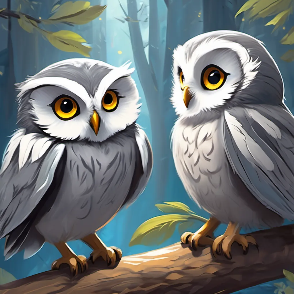 grey feathers, wise eyes suggests adventure, owlets cheer