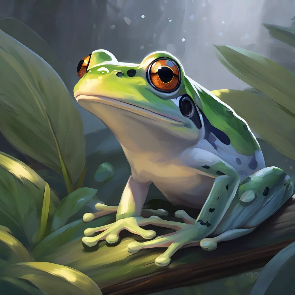 grey feathers, wise eyes introduces frogs, mentions frog songs