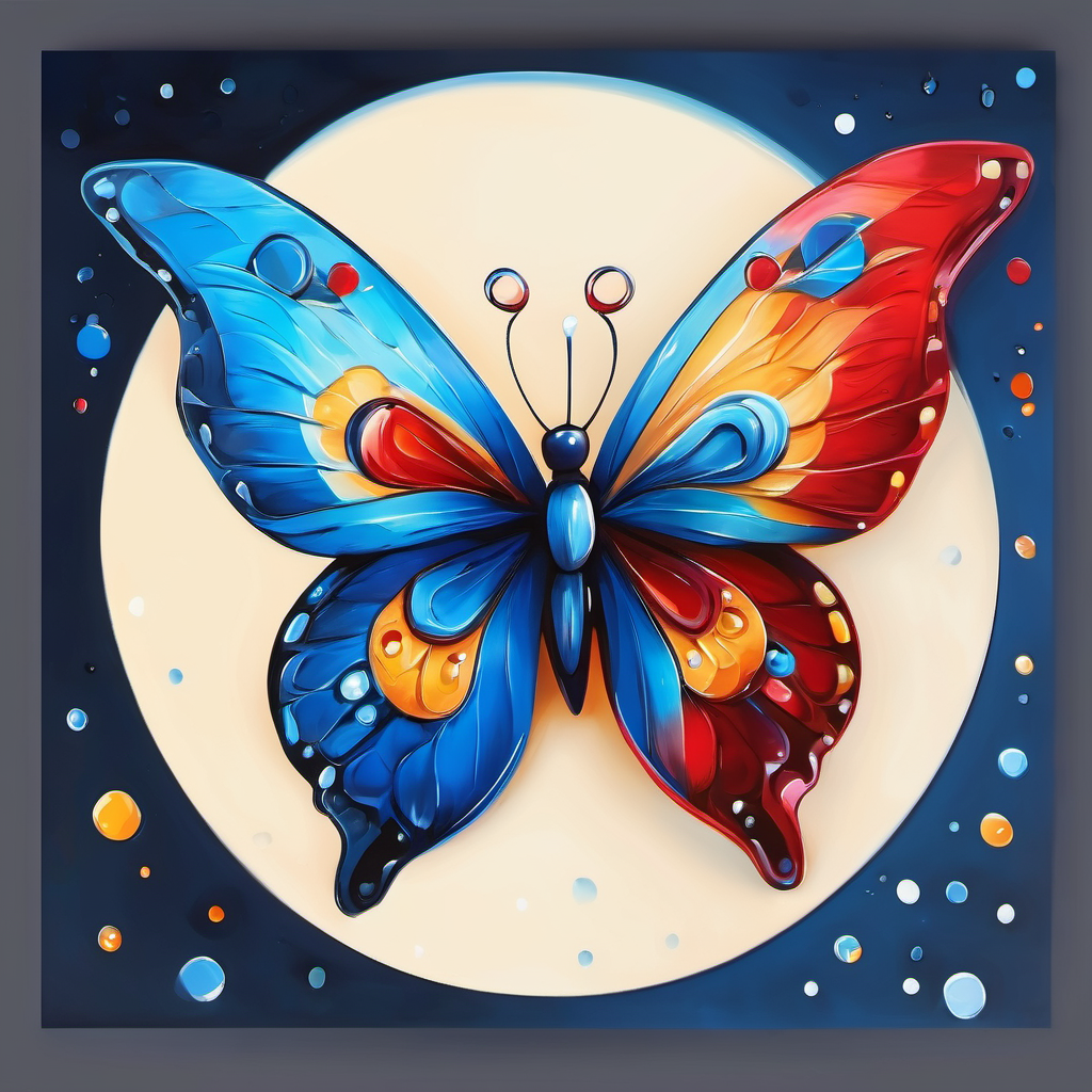 Borboleta azul com asas brilhantes e sorridente. e Borboleta vermelha com pontos pretos e simpática. se encontrando e sorrindo juntas