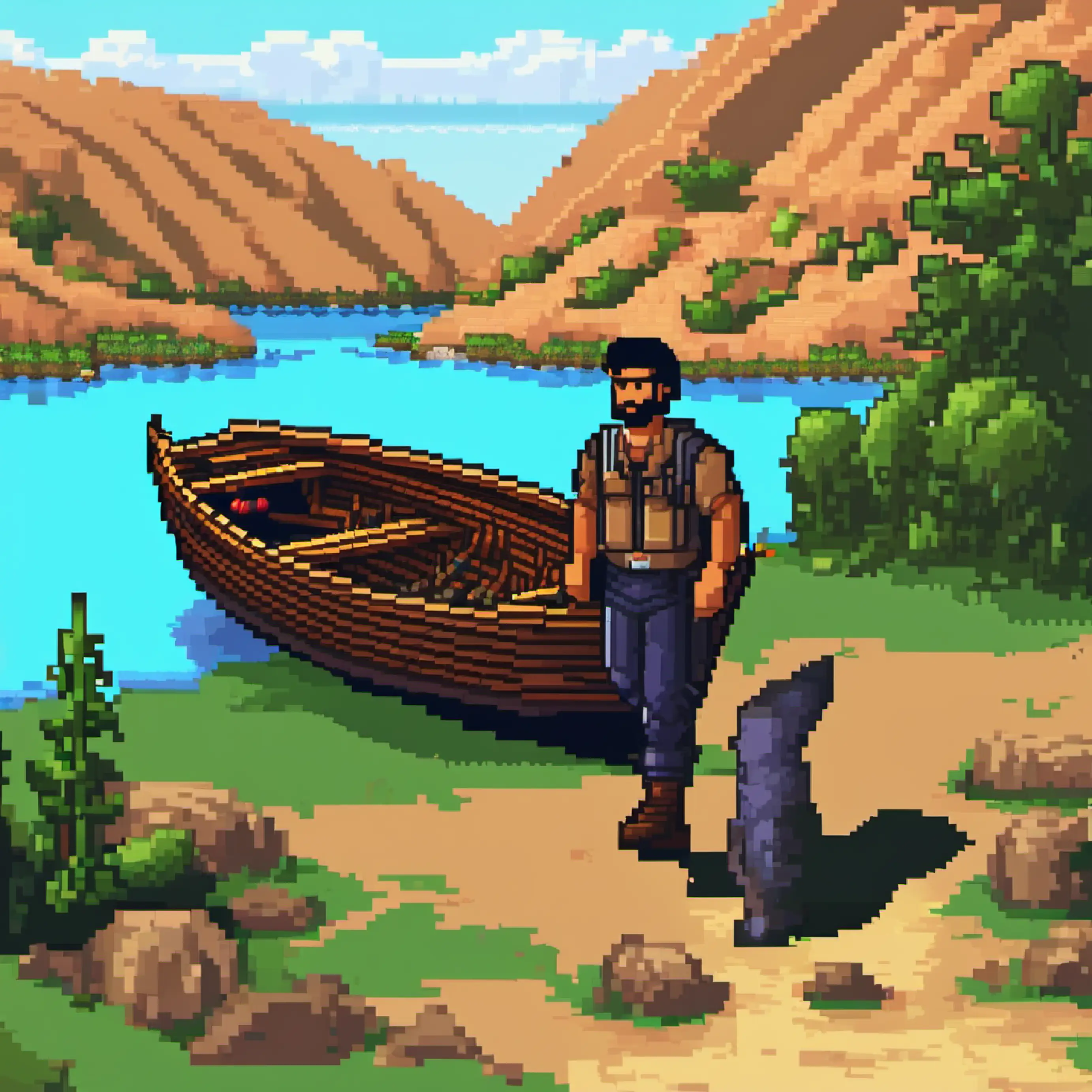 Ahmad discovers a small boat near the river.