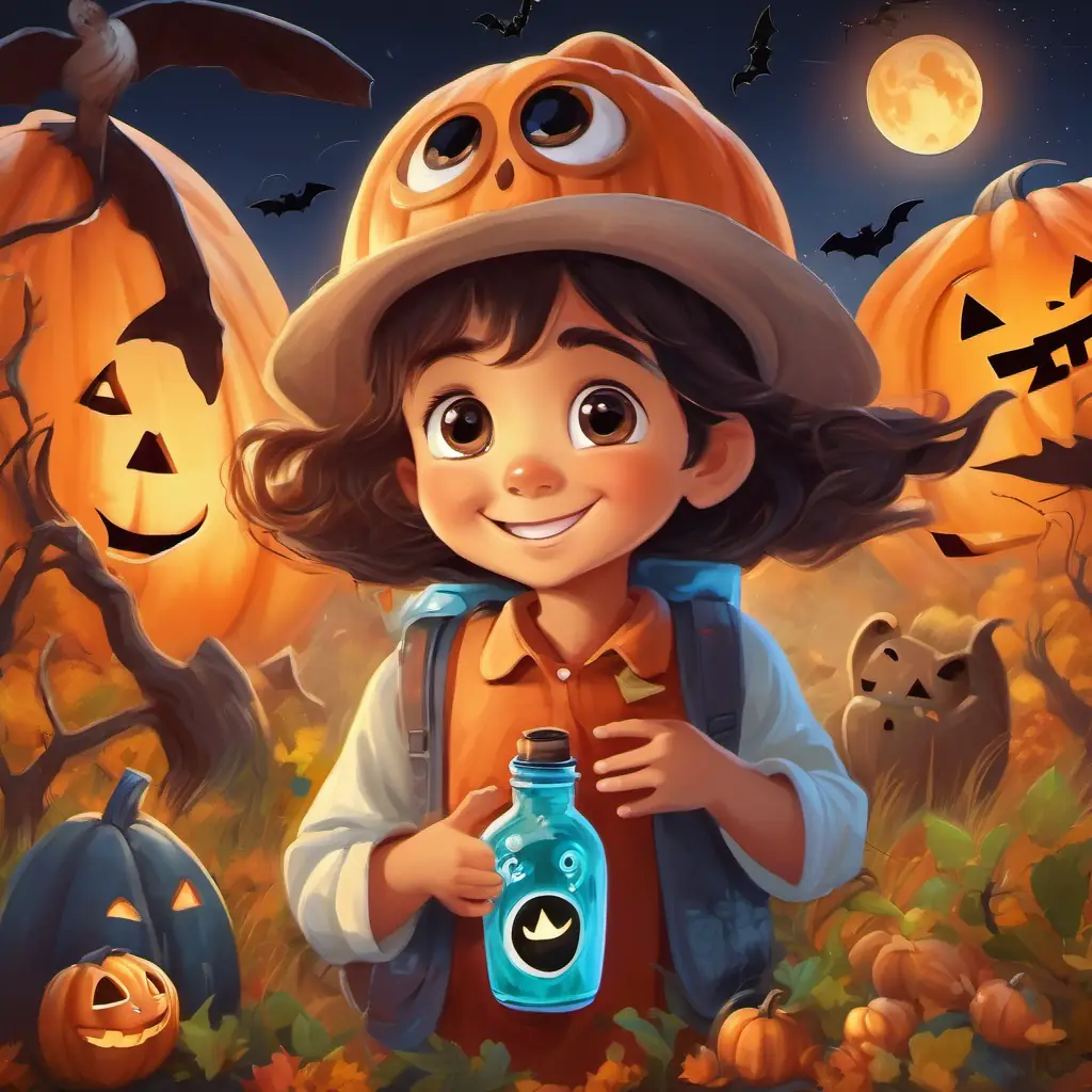 Niño con piel morena, ojos brillantes, con cabello café y sonrisa alegre and the talking bottle hugging, with a big recycle symbol and a happy planet in the background