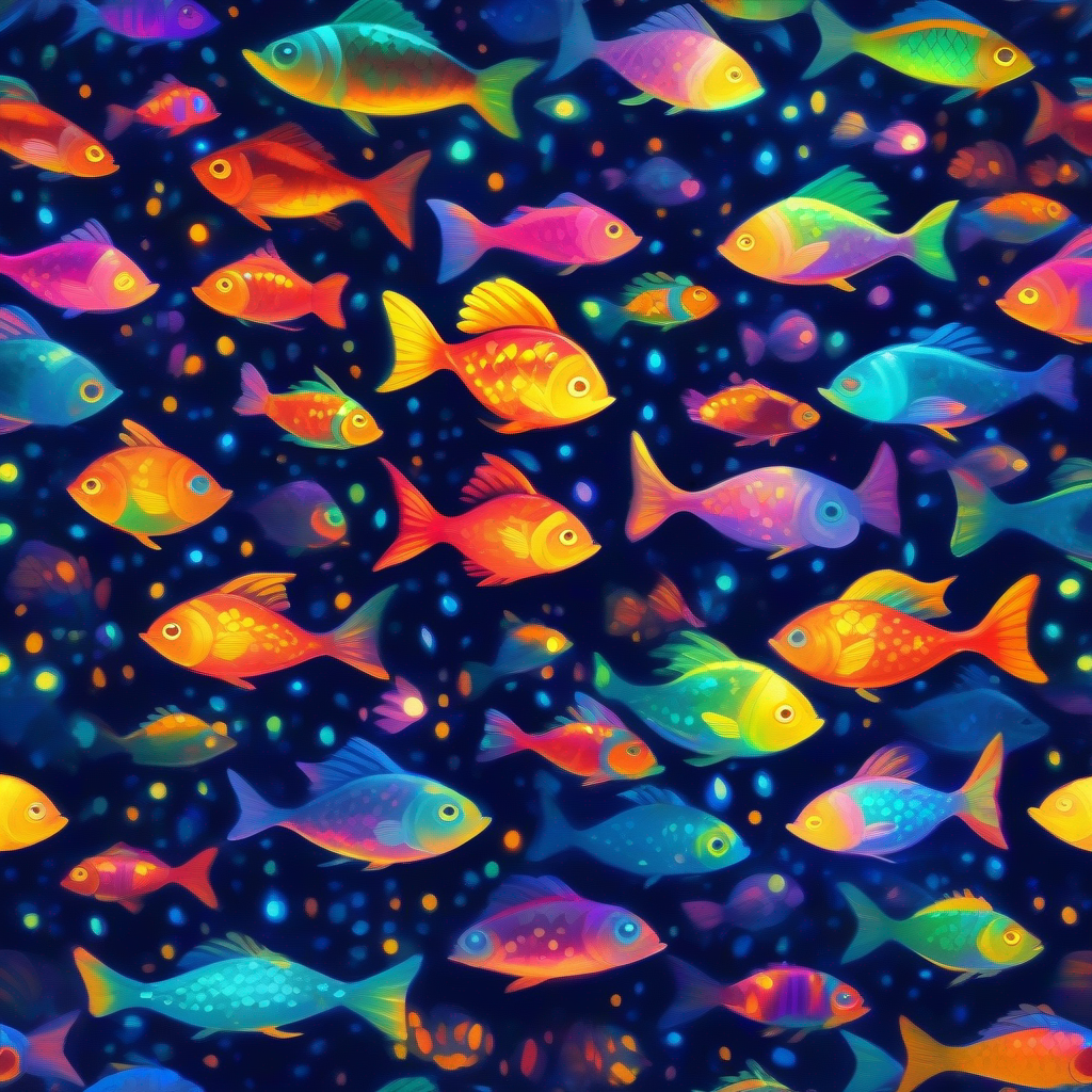 Colorful lights, smiling fish, magical sight