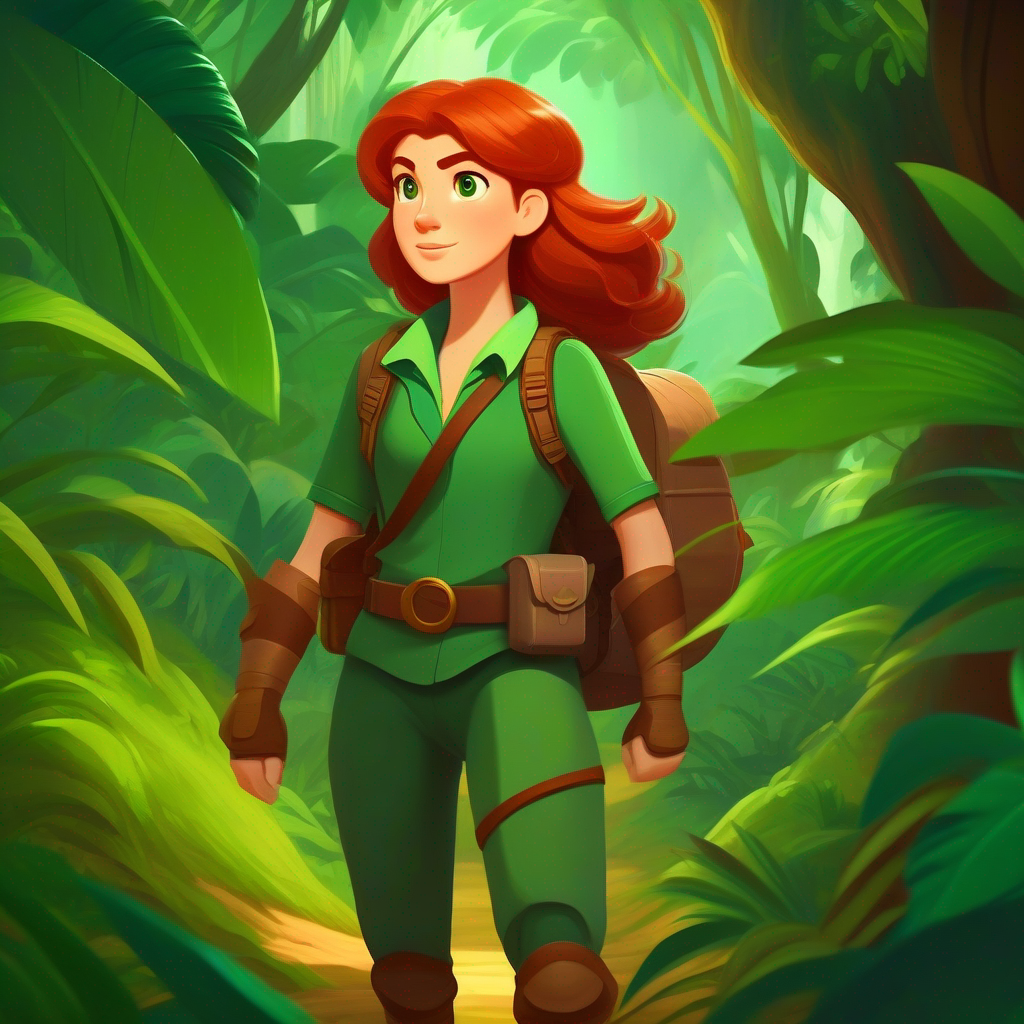 A brave and determined adventurer with auburn hair and emerald eyes. and her team venture into the Amazon rainforest.