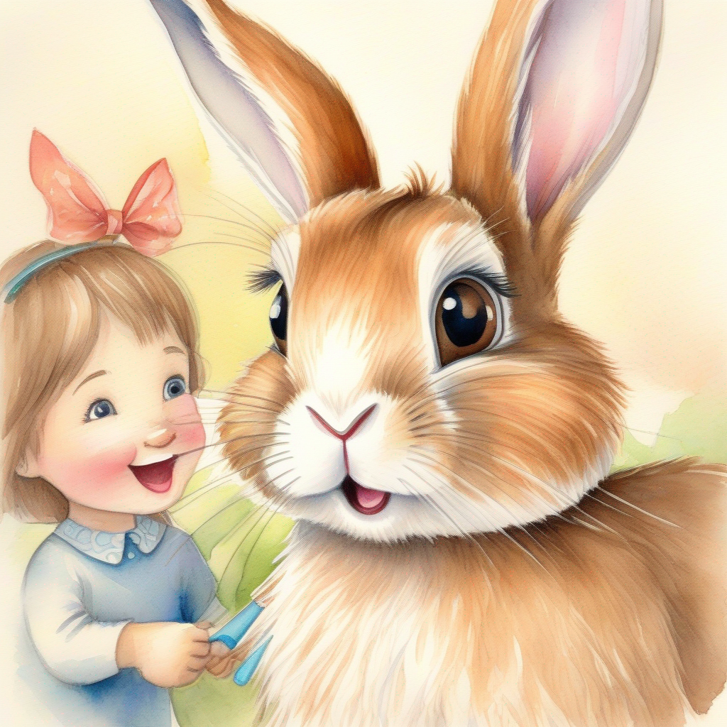 A mischievous rabbit with brown fur and a playful twinkle in her eyes learns her lesson and shares with her friends