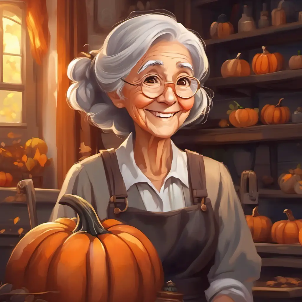 Curious girl with bright eyes and flowing brown hair, always smiling brings happiness to An old lady with silver hair, kind eyes, and a warm smile by spending time with her and helping with chores.