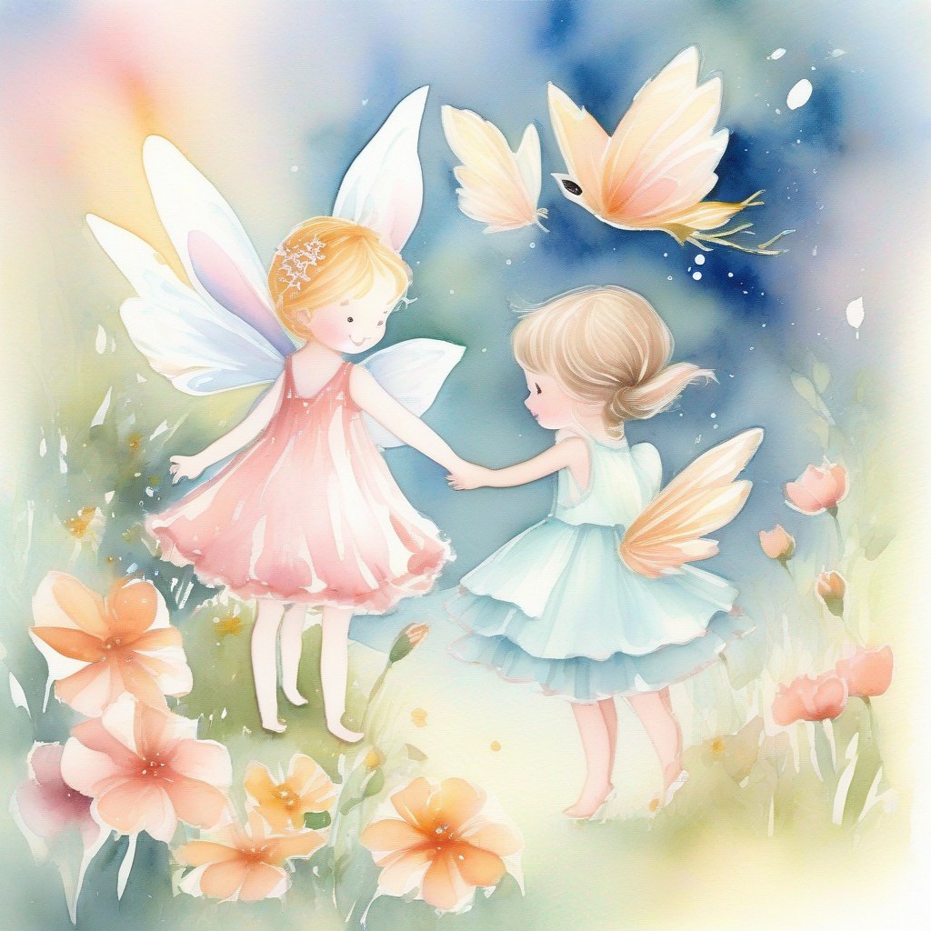 A little fairy with shimmering wings and a dress of delicate petals. encounters a lost bunny and helps it escape.