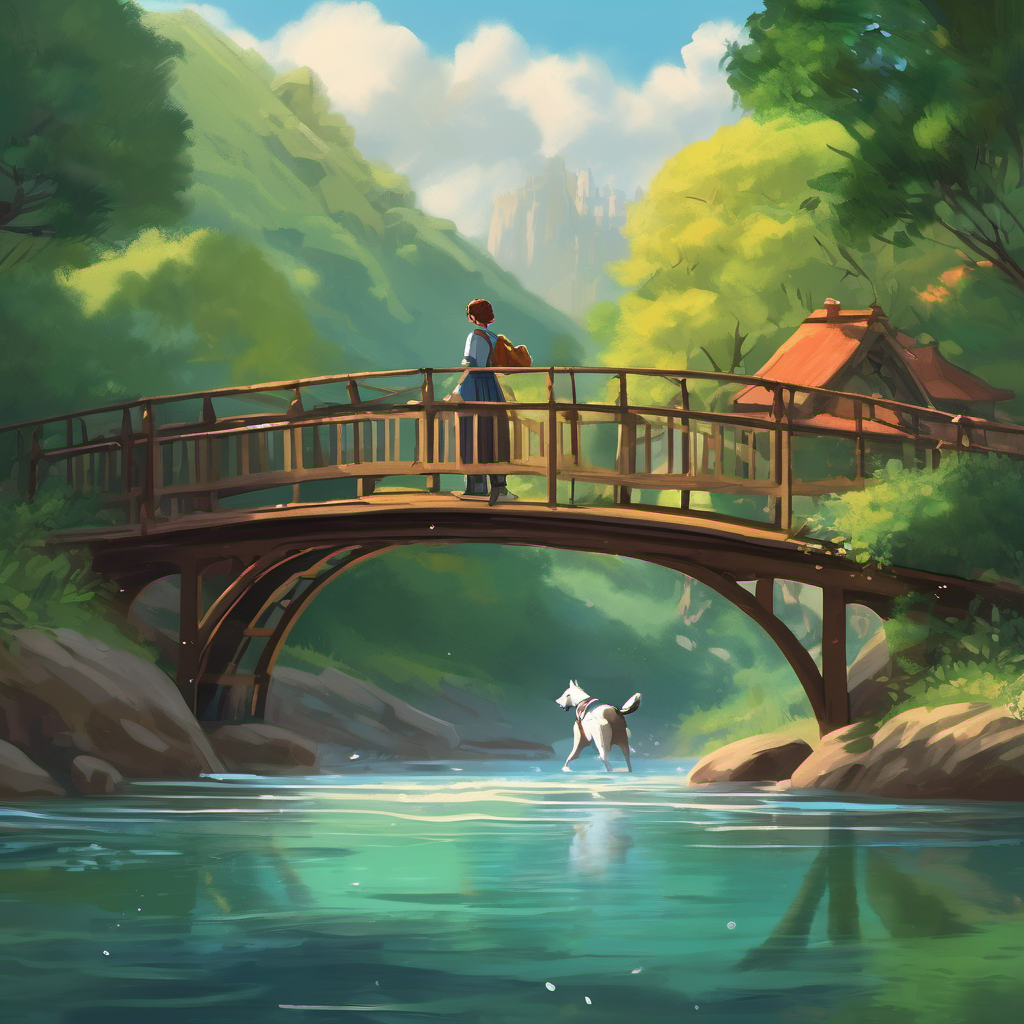 Just as they reached the middle, a sudden gust of wind rattled the bridge. Panic seized Max's heart, and he stumbled, almost tumbling into the rushing river. But in a miraculous show of loyalty, Lily clung onto his hand, refusing to let go. With all her strength, she pulled him back from the edge, saving him from a dreadful fate. From that day forward, Max and Lily's friendship blossomed even brighter than before. Their experience on the bridge became a symbol of their unbreakable bond. They realized that loyalty and trust were the seeds that nurtured their friendship, making it stronger and deeper each passing day.