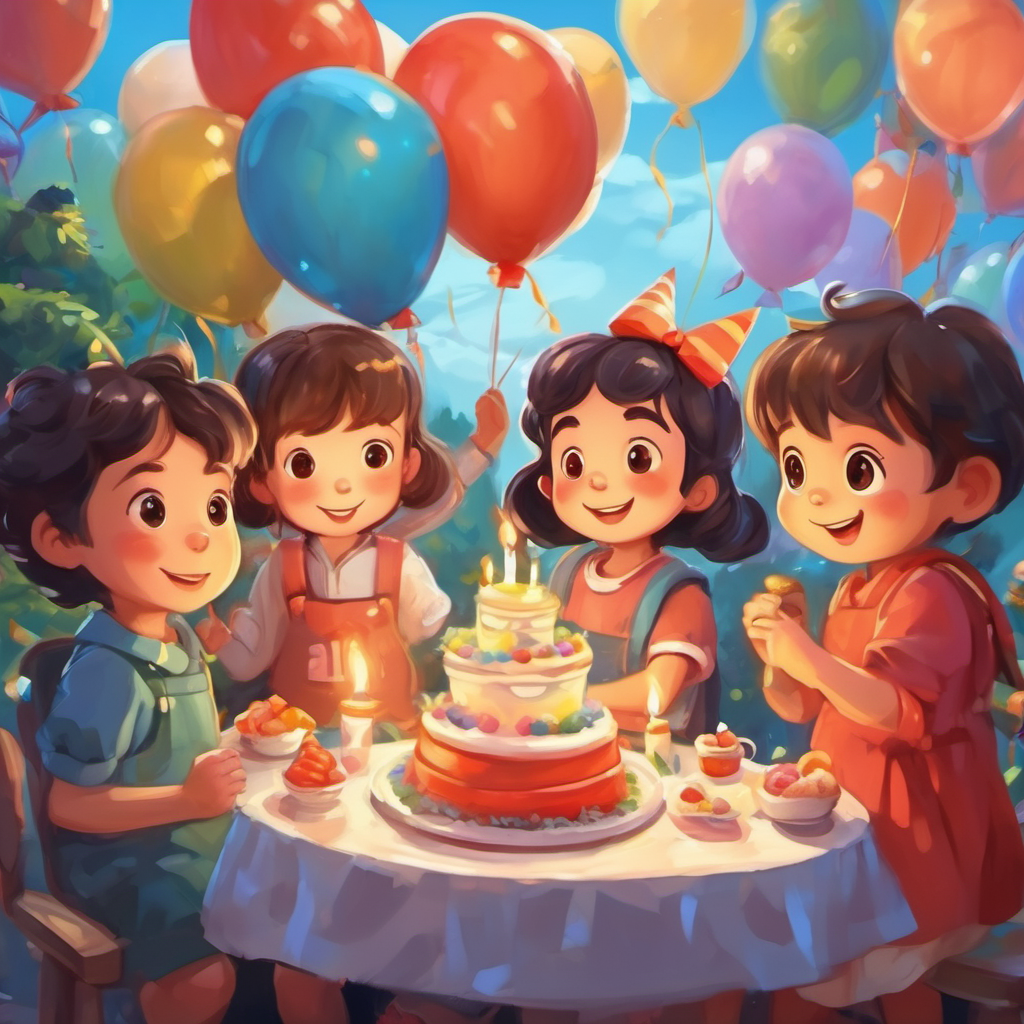Small with tiny fingers and toes, cute and cuddly's birthday party with balloons, cake, family, and friends