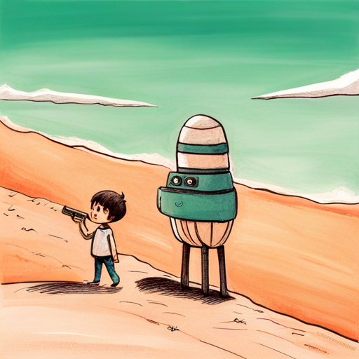 Juanito caminando en el desierto con un alienígena amigable