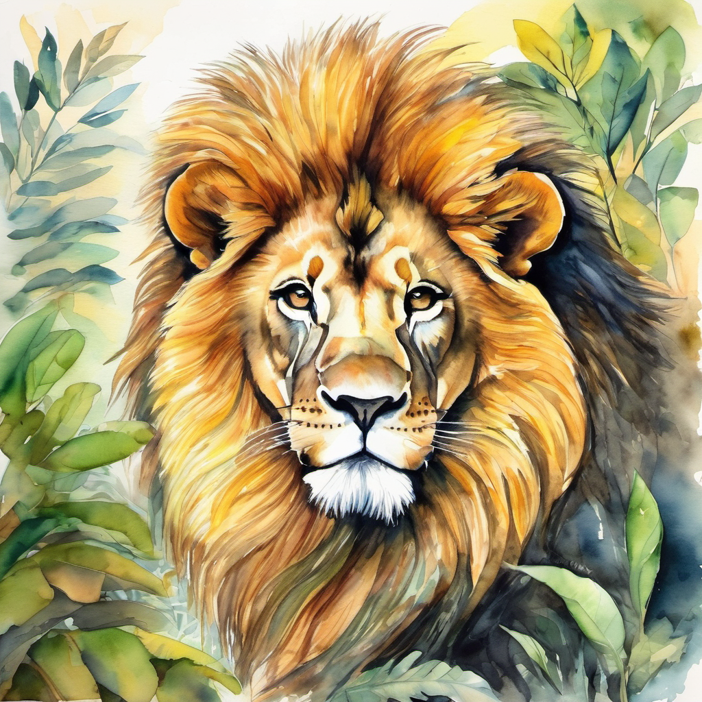 The lion's name was A strong lion with golden fur and a confident expression. He roamed the jungle every day