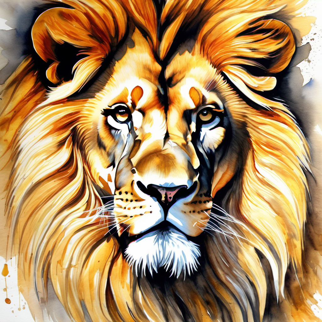 Now A strong lion with golden fur and a confident expression. deals with everything confidently