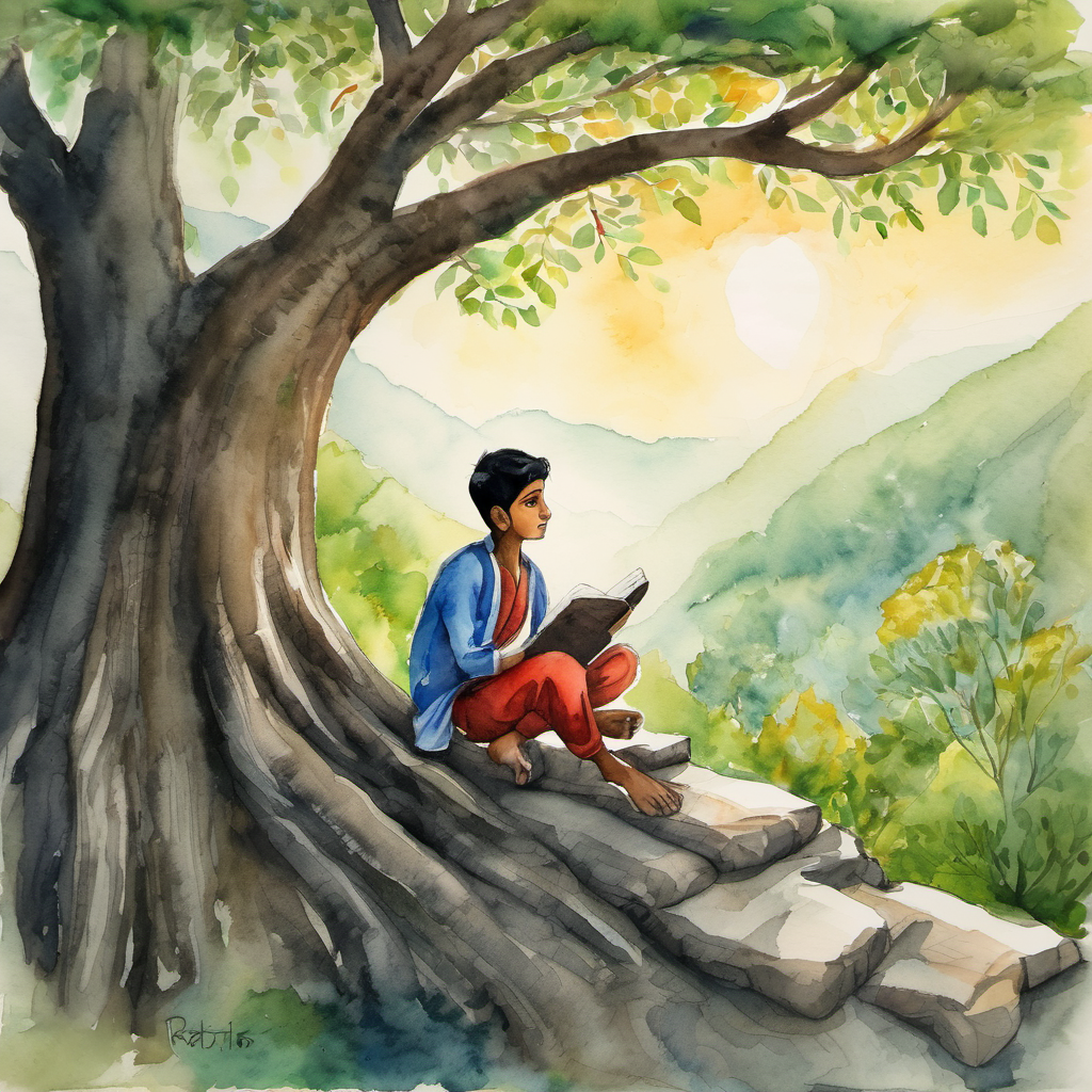 Excitedly, Rohit settled down in his cozy bed as his father began, "Long ago, deep in the forest, there was a magical tree. This tree was the source of happiness and joy for the entire village. The villagers could ask for anything they desired, and the tree would grant their wishes." Rohit's eyes widened with wonder as he listened intently. Raghav continued, "One day, the tree's magic started to dwindle, and the village grew sad. The villagers worried that soon, the tree would lose its magic completely."