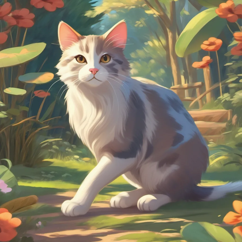 A sleek cat with fur like silk, playful demeanor, agile, and curious chasing mice that look scared and are running away.
