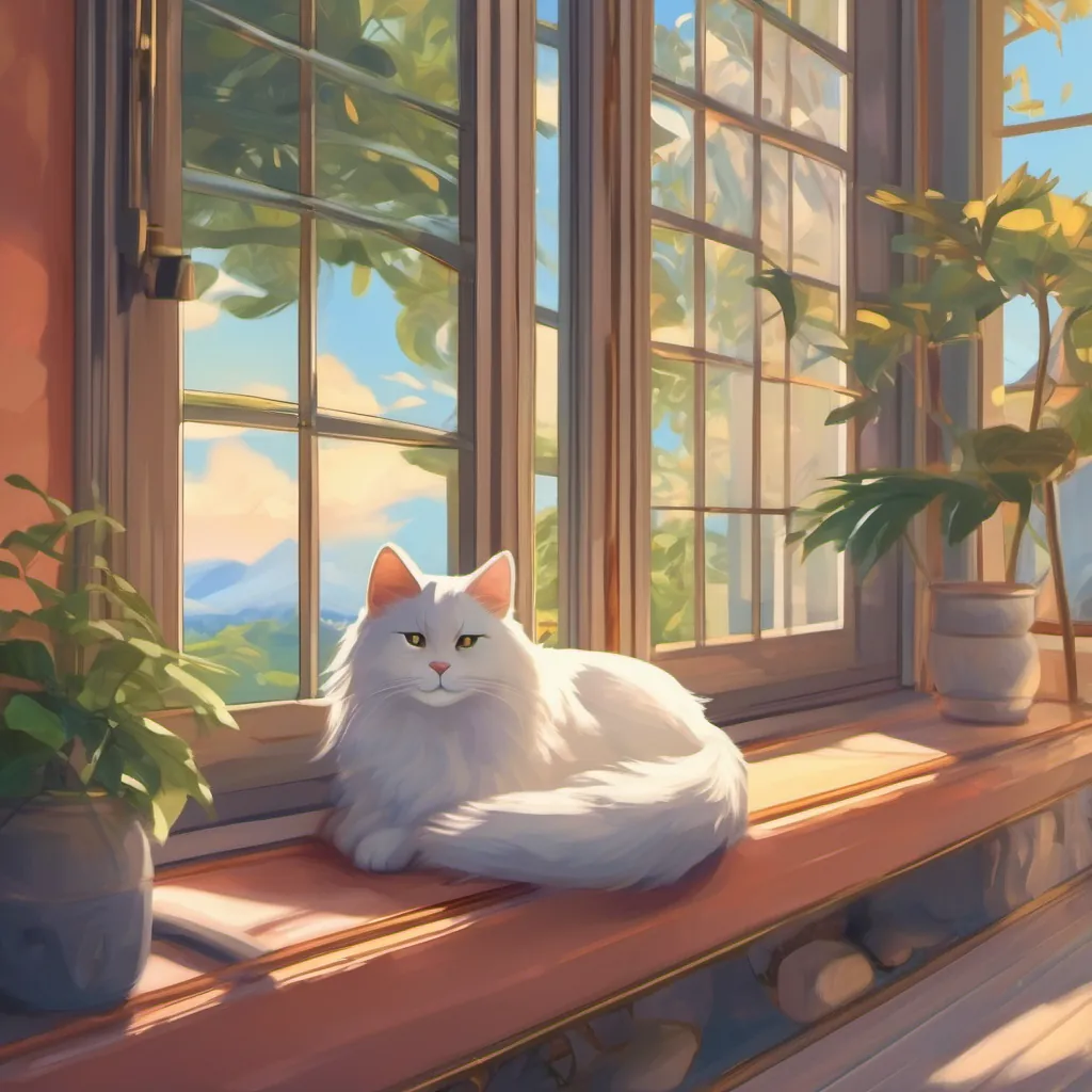 A sleek cat with fur like silk, playful demeanor, agile, and curious looking bored, lounging by the window as time passes.