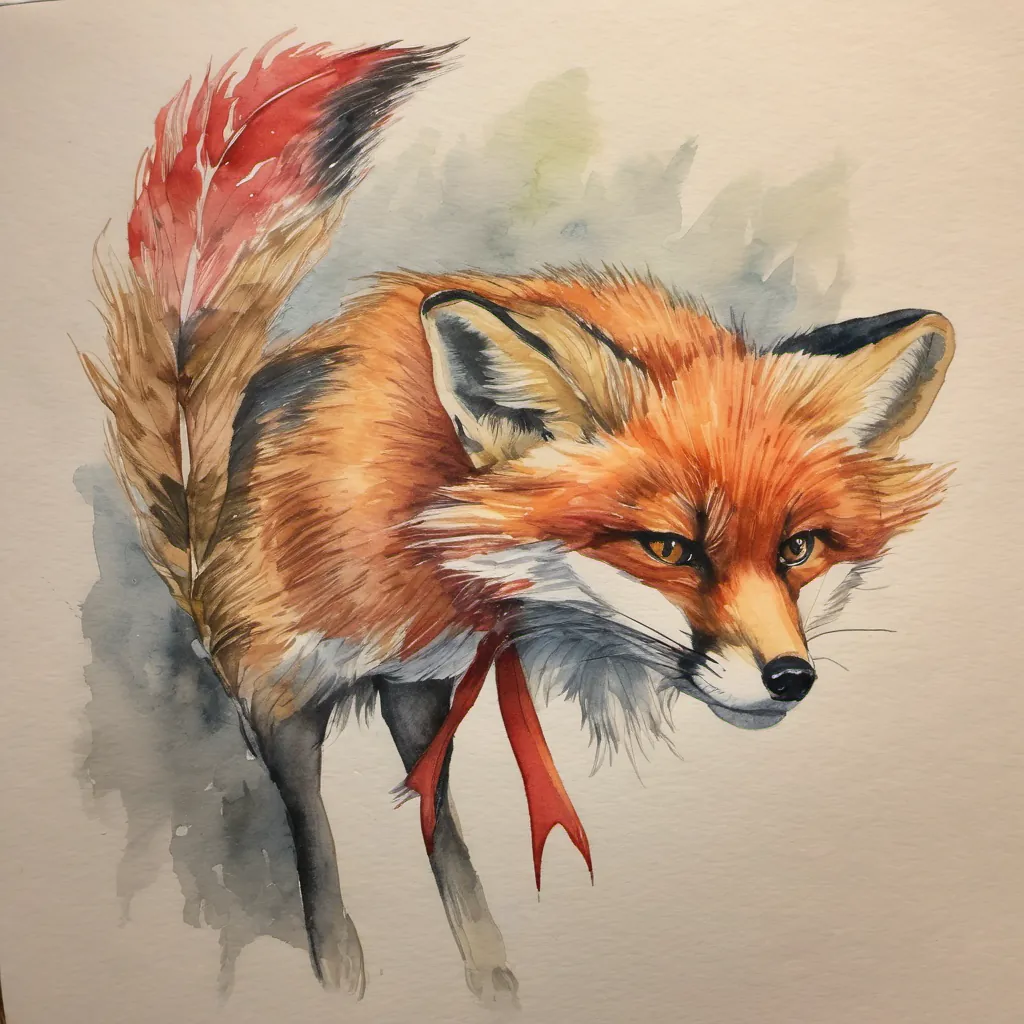 a red fox with a flaming fur color introducing himself with a bow