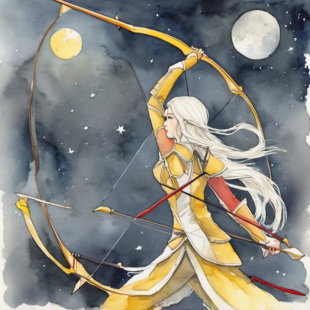 Rose shooting stars back into the sky with her bow under the moonlight