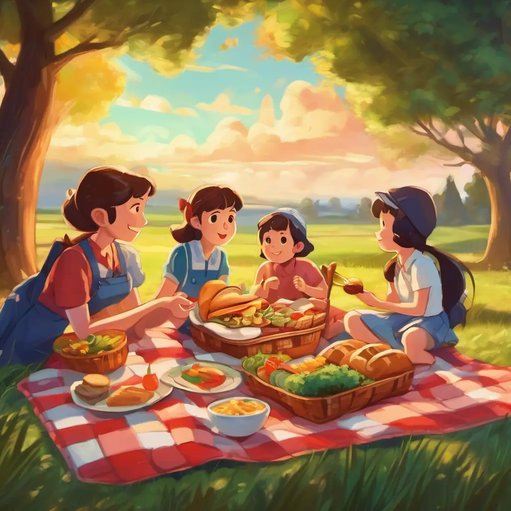 Picnic time, family meal, blanket