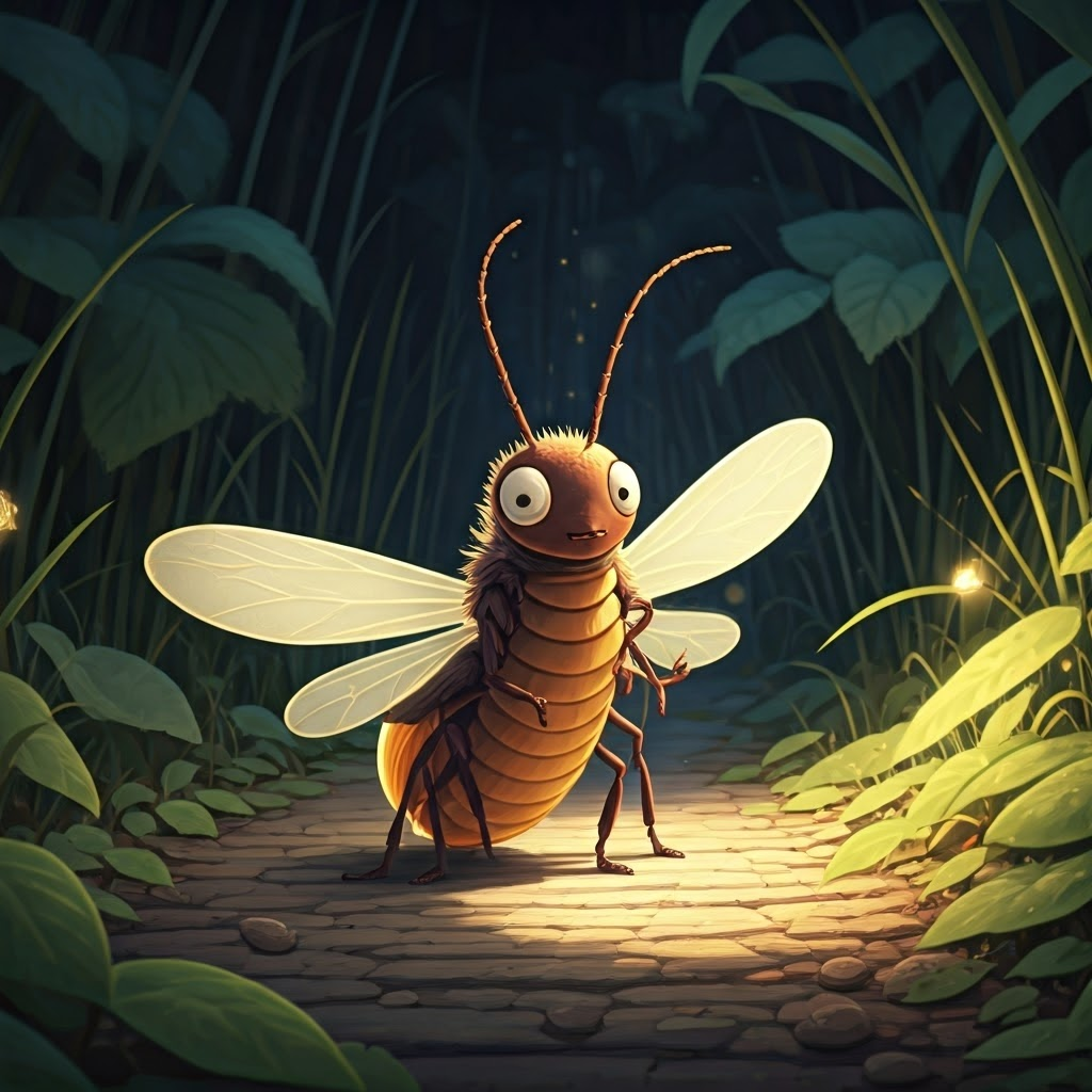 A firefly shaking its head