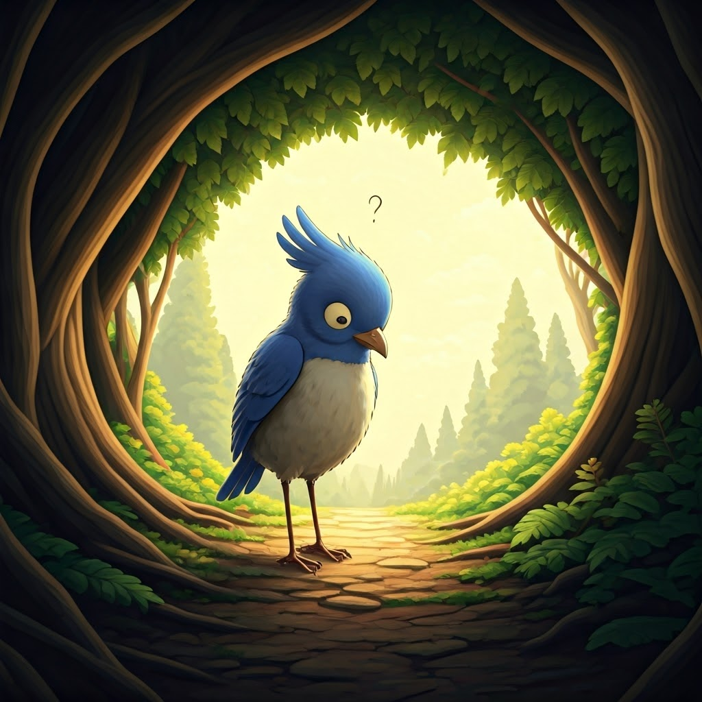 A confused bluebird tilting its head