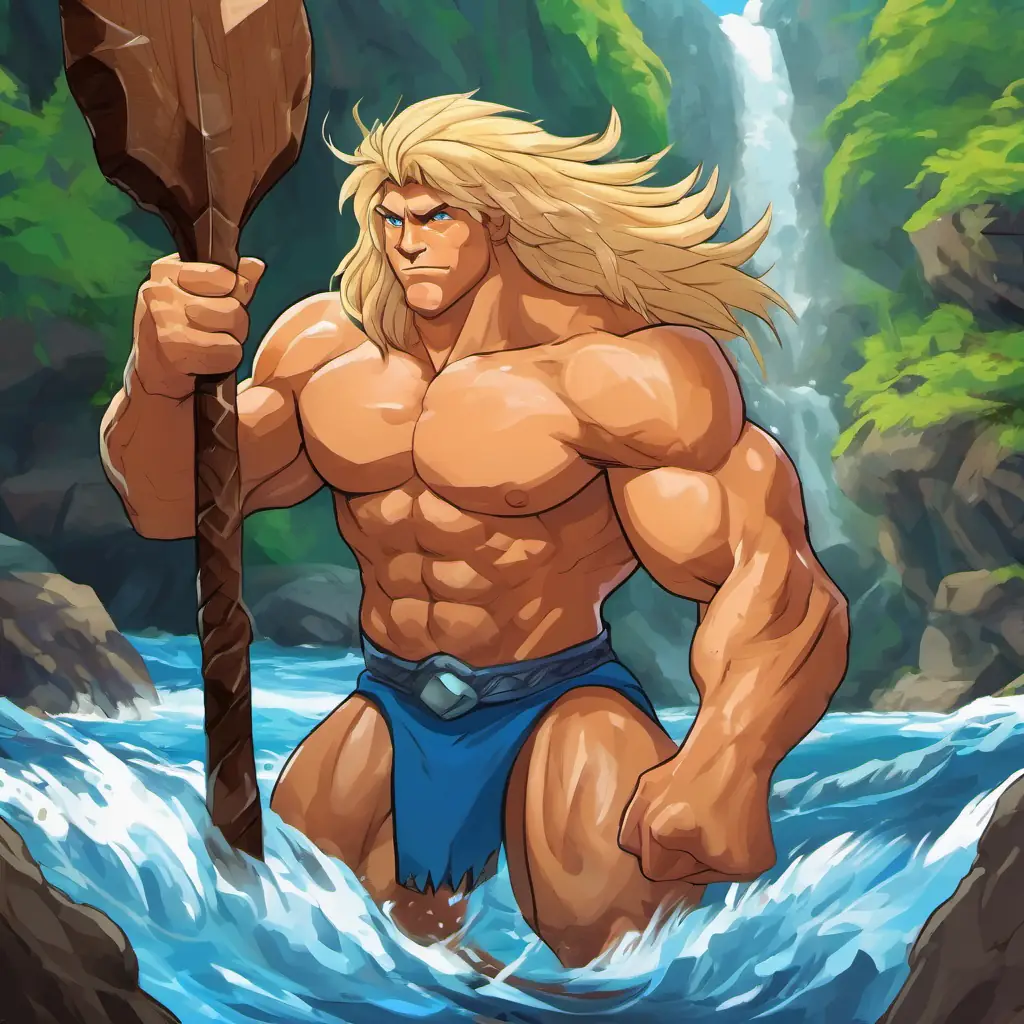 The fourth page depicts Blonde hair, blue eyes | 10 words max's complete transformation into a muscular mutant caveman.