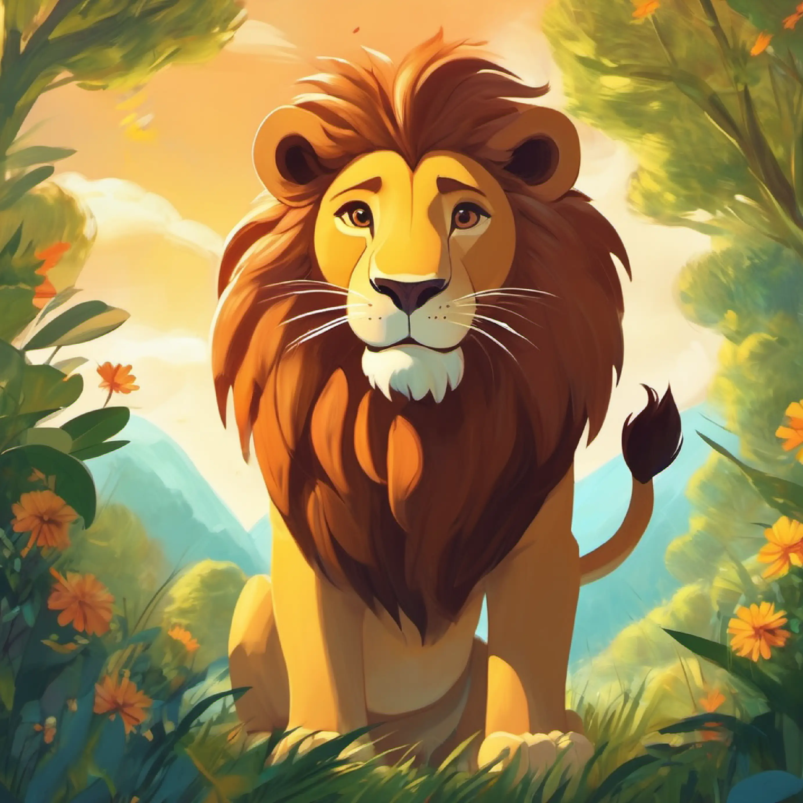 Lion experiences happiness from positive interactions.