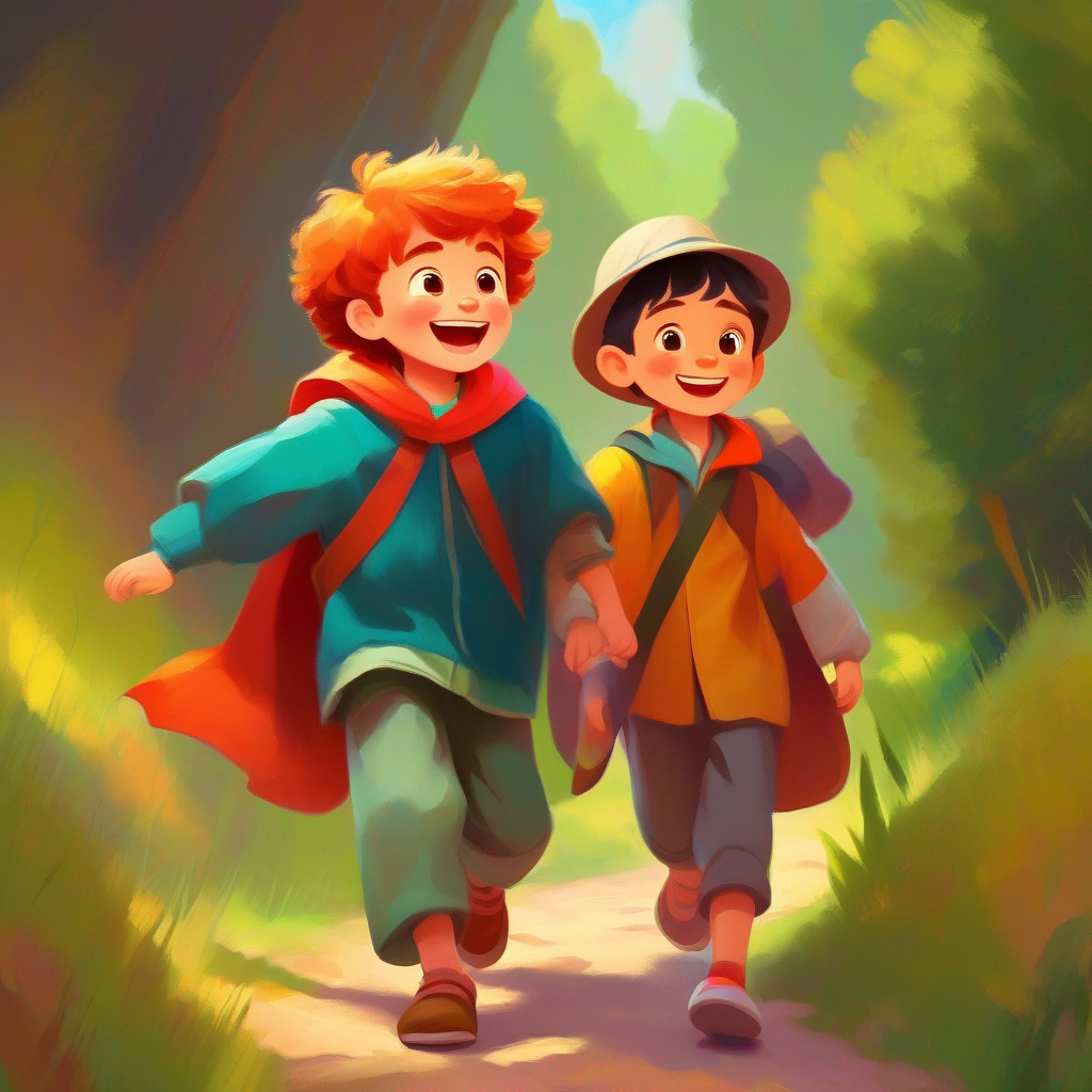 Brave and kind boy, wearing colorful clothes and a big smile asks parents for help so he can play with friends