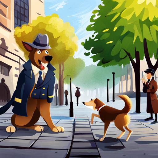 Detective Dog barking at people for help