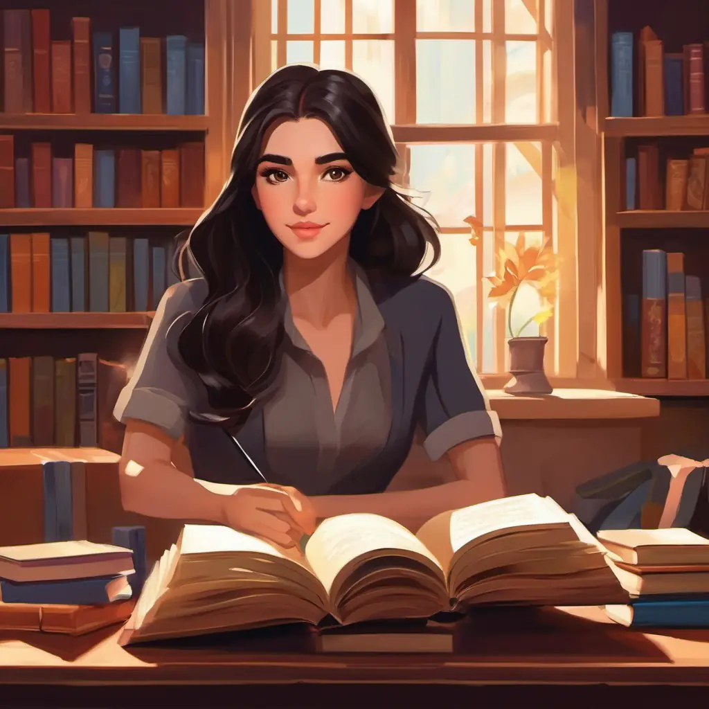 Introduction to Loves books, long dark hair, brown eyes, intelligent gaze and Passionate about fashion, stylish, dark hair, brown eyes, their background, and secret powers