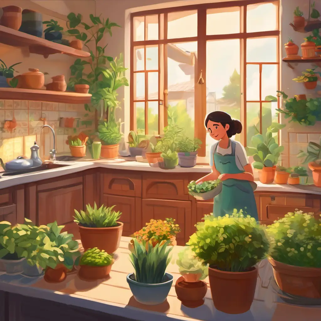  Dina went to visit her grandmother. She knew that her grandmother loved to have things neat and organized. Dina offered to help her tidy up the kitchen and water the plants in the garden.