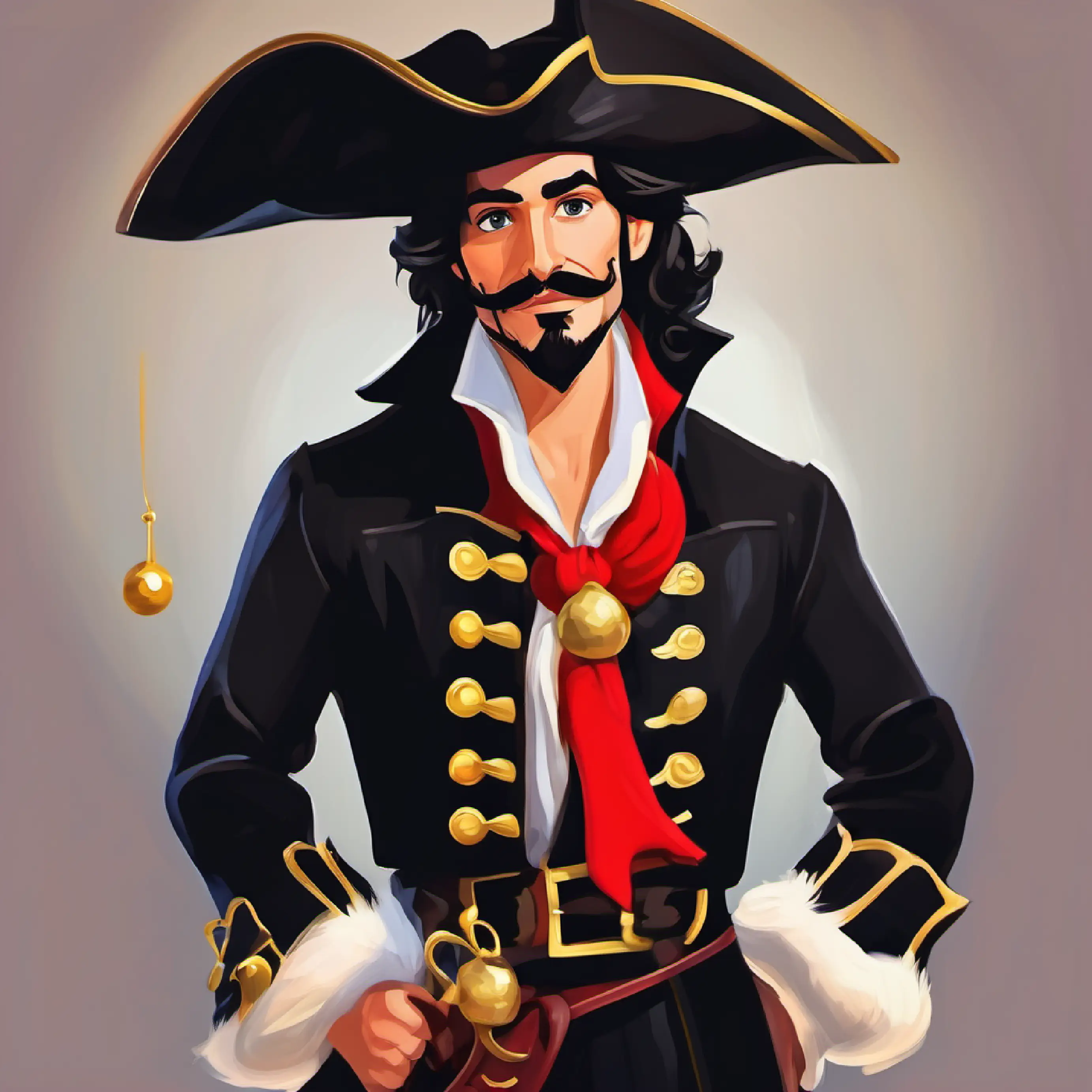 Man that looks like captain hook. He is wearing a black hat