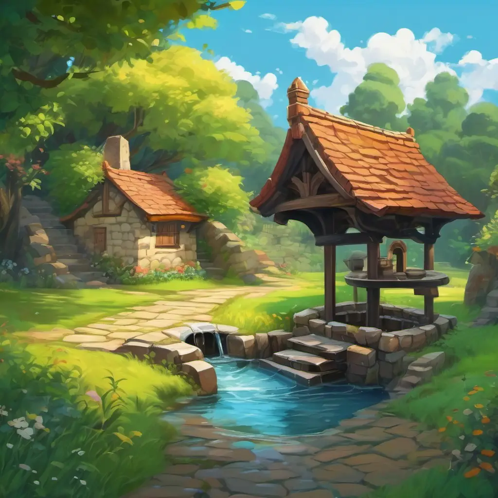 Illustration of The Wishing Well as a symbol of honesty in the village